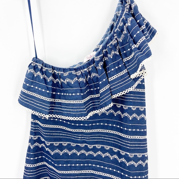 PARKER Blue Embroidered One Shoulder Dress XS - Picture 6 of 11